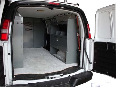 Full Size Van Steel Shelving with Door – 38-Inch Unit
