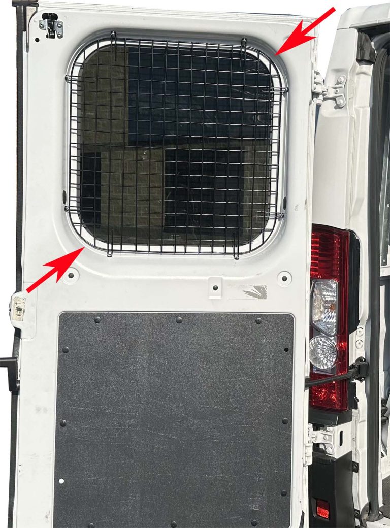 RAM ProMaster rear window screens - screen installed inside a rear hinged door